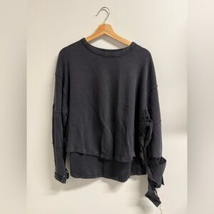 Tattered off black Free People knit top